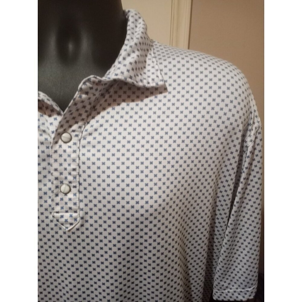 Rafter C Geometric Print Pearl Snap Polo 2XL Western Golf Performance Shirt - Picture 6 of 12